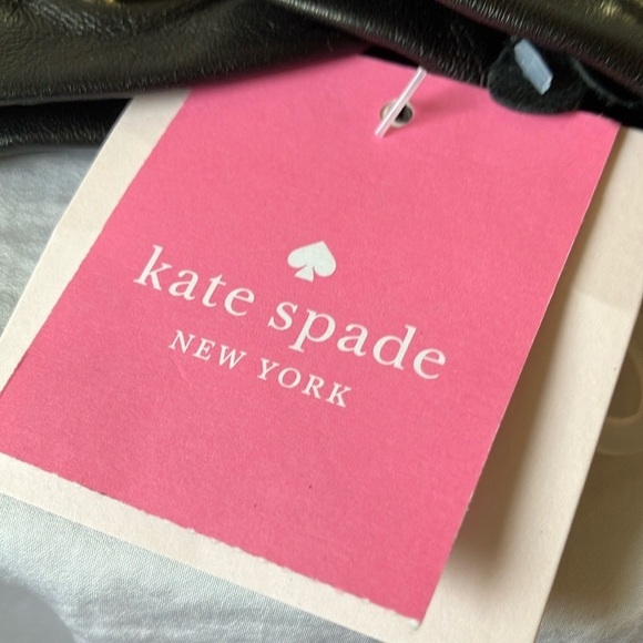 Kate Spade: Black cut out Spade Leather Gloves- Gold Tone- Small - Picture 2 of 16
